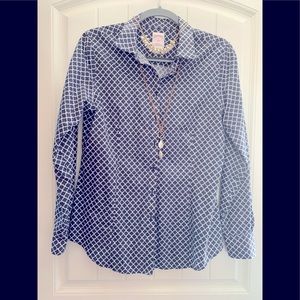 Brooks Brothers Ladies Tailored Navy/White cotton button up shirt